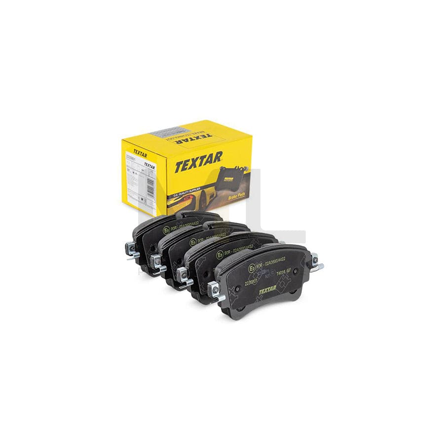 TEXTAR 2230801 Brake pad set prepared for wear indicator, with brake caliper screws