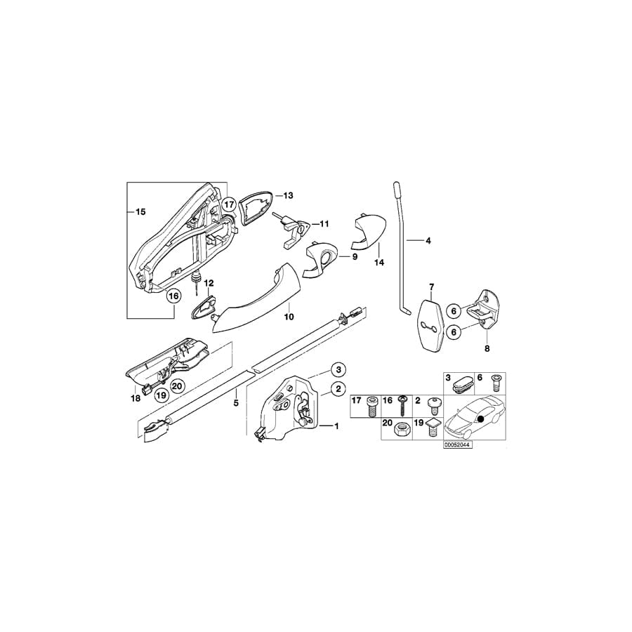 Genuine BMW 51218403057 E53 Bowden Cable, Door Opener, Front (Inc. X5 4.4i, X5 4.6is & X5 3.0d)