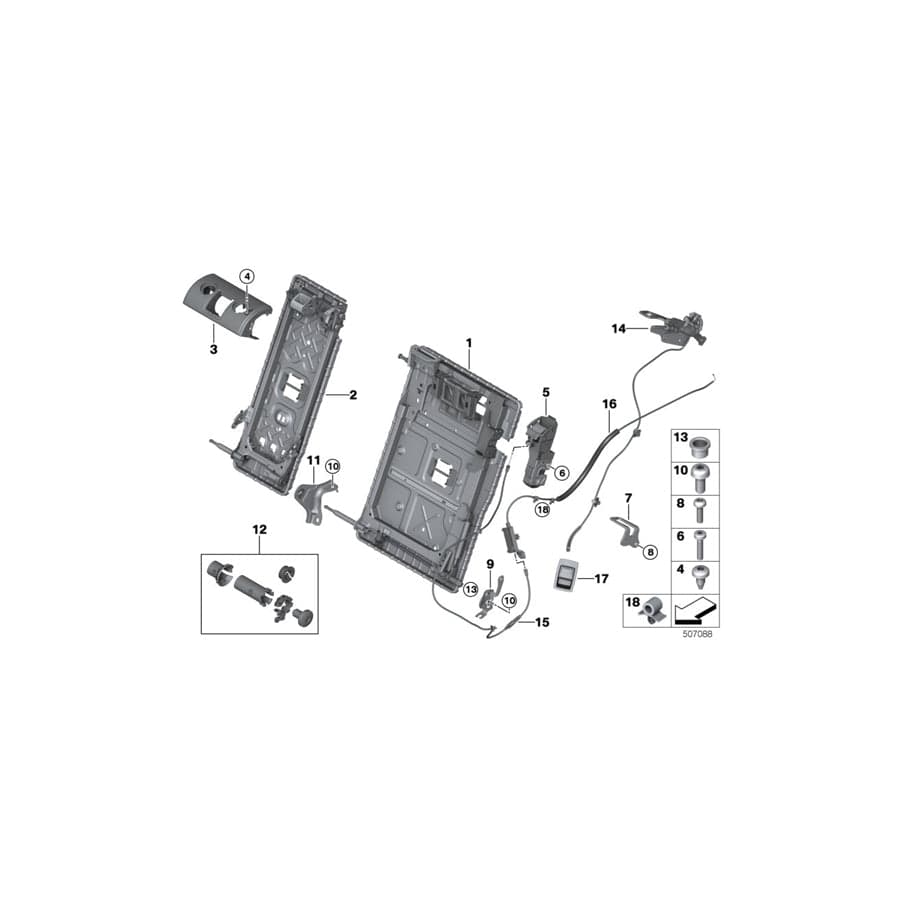 Genuine BMW 52207399317 G01 Bracket Backrest Outer Right (Inc. X4 20dX & X3)
