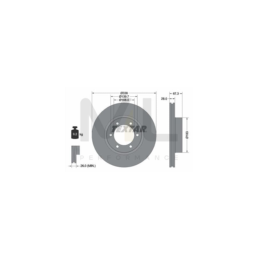 TEXTAR 92137300 Brake Disc Internally Vented, without wheel hub, without wheel studs  - 1 piece