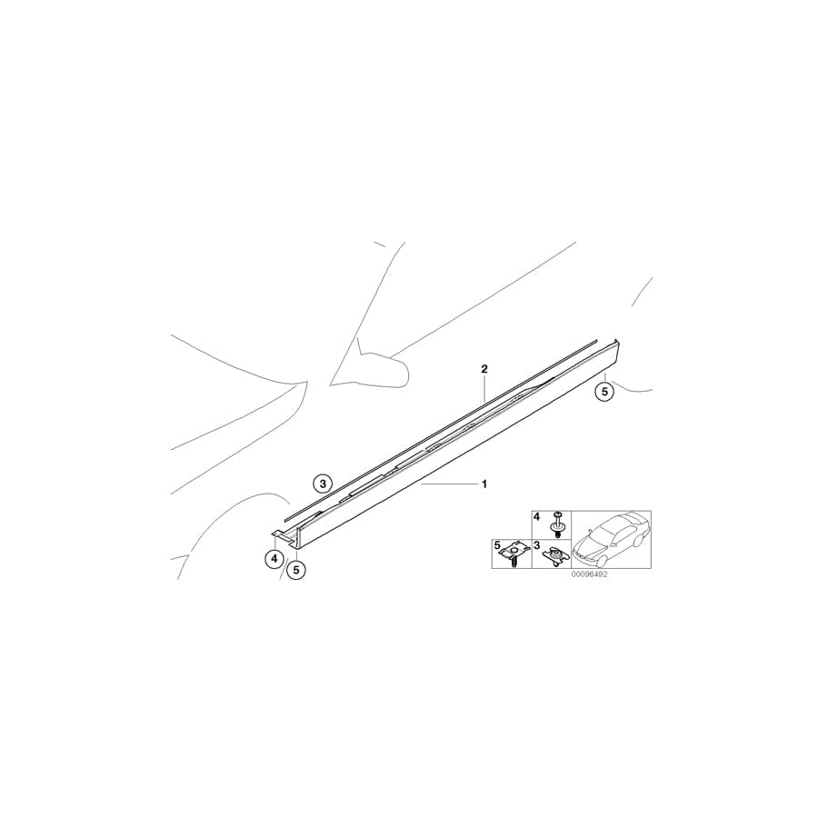 Genuine BMW 51717000637 E38 Door Sill Cover, Primed Left (Inc. 730d, 750i & 740i)