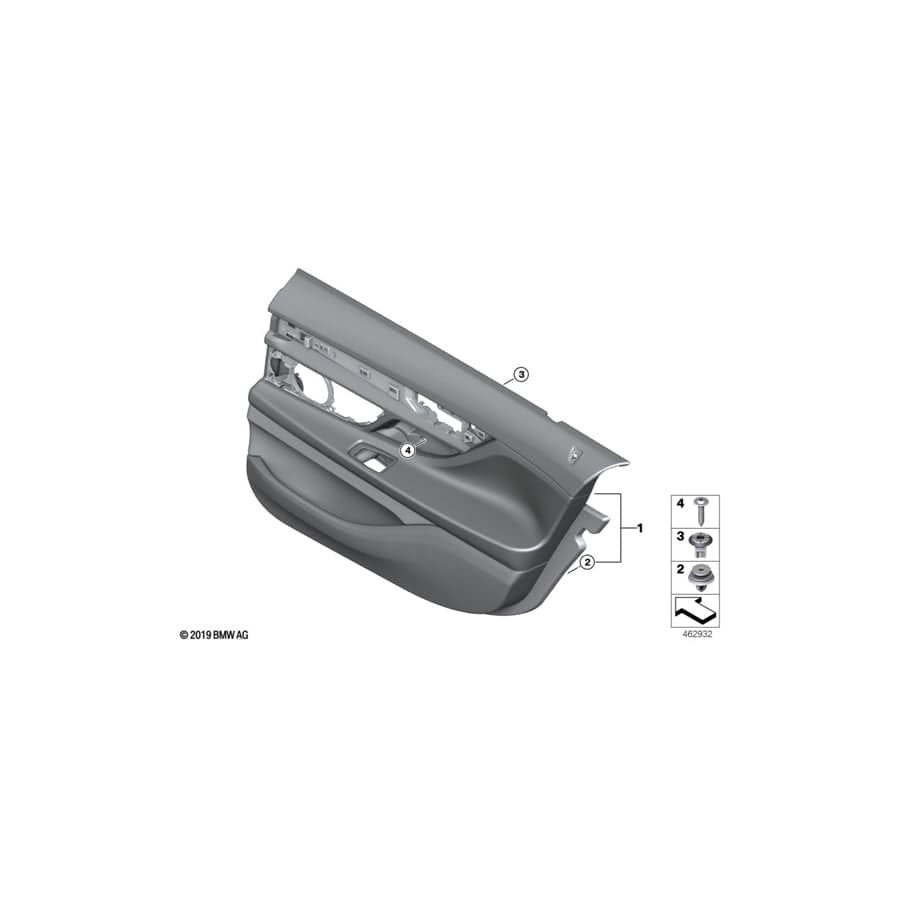 Genuine BMW 51427455502 G12 Door Lining Leather Rear Right SCHWARZ/WEIß (Inc. 740i, 740LdX & 740LeX)