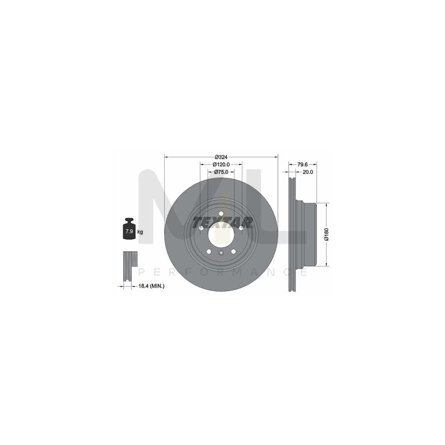 TEXTAR PRO 92146303 Brake Disc for BMW X5 (E53) Externally Vented, Coated, without wheel hub, without wheel studs  - 1 piece