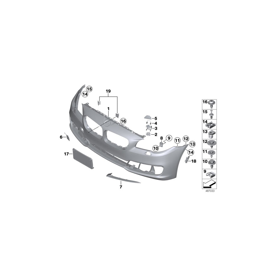 Genuine BMW 51117331767 F10 F11 Protective Rubber Strip, Lft Frnt Bumper MODERN (Inc. 525d, 530dX & 535dX)