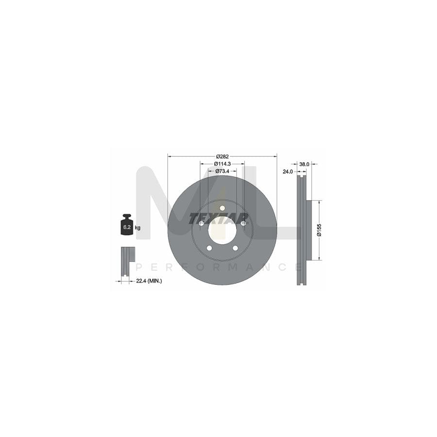 TEXTAR 92153100 Brake Disc Internally Vented, without wheel hub, without wheel studs  - 1 piece