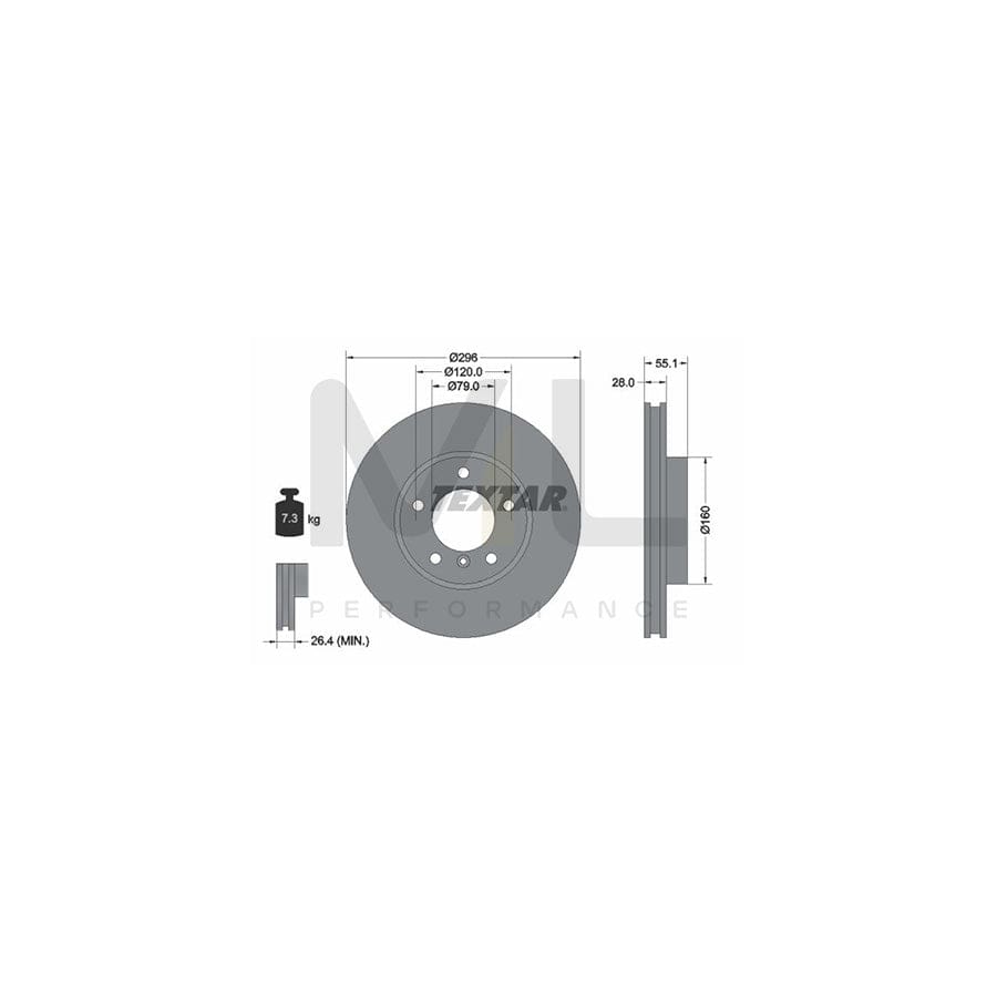 TEXTAR 92067400 Brake Disc for BMW 5 Series Internally Vented, without wheel hub, without wheel studs  - 1 piece