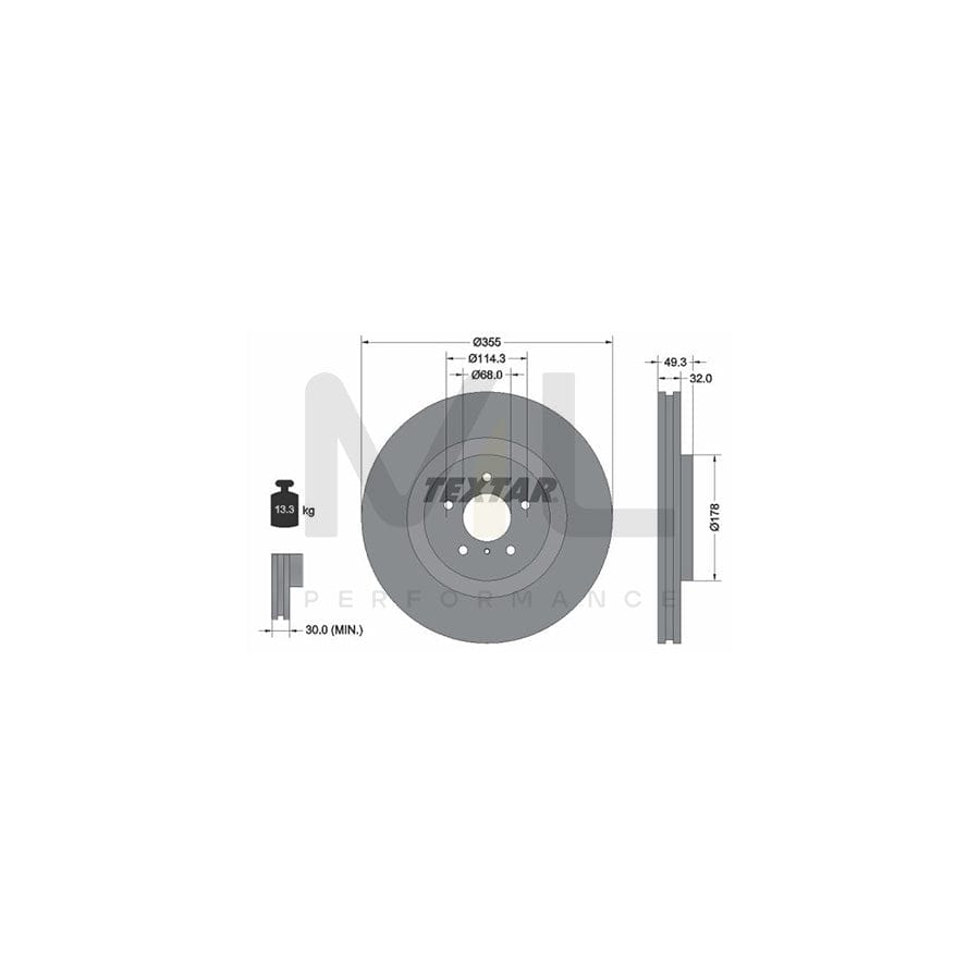 TEXTAR PRO+ 92199105 Brake Disc Internally Vented, Coated, High-carbon, without wheel hub, without wheel studs  - 1 piece