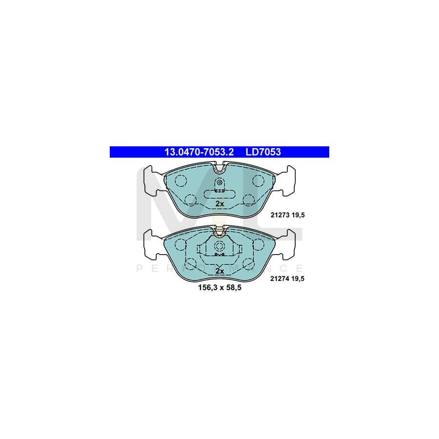 ATE Ceramic 13.0470-7053.2 Brake pad set excl. wear warning contact, prepared for wear indicator