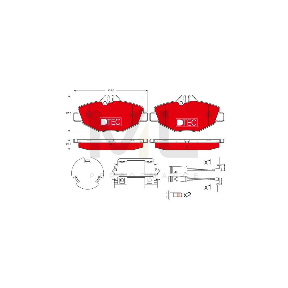 TRW Dtec Cotec Gdb1542Dte Brake Pad Set Suitable For Mercedes-Benz E-Class Incl. Wear Warning Contact, With Brake Caliper Screws, With Accessories