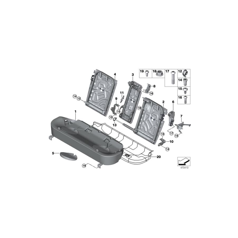 Genuine BMW 52207418942 F15 Centre Backrest Bearing Bracket (Inc. X5)
