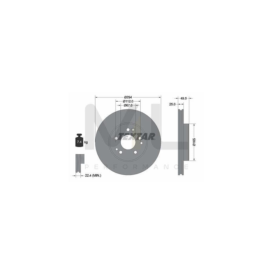 TEXTAR 92060000 Brake Disc Internally Vented, without wheel hub, without wheel studs  - 1 piece