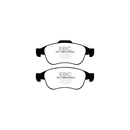 EBC PD03KF1430 Dacia Renault Yellowstuff Front Brake Pad & Plain Disc Kit - Girling/TRW Caliper 2 | ML Performance UK Car Parts