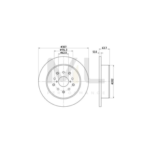 HELLA PRO 8DD 355 114-931 Brake Disc Solid, Coated, without wheel hub, without wheel studs | ML Performance Car Parts