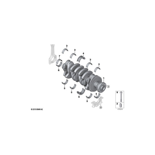 Genuine BMW 11247648439 F44 F39 Bearing Shell 50,00mm (Inc. X2 M35iX, JCW ALL4 & i8)