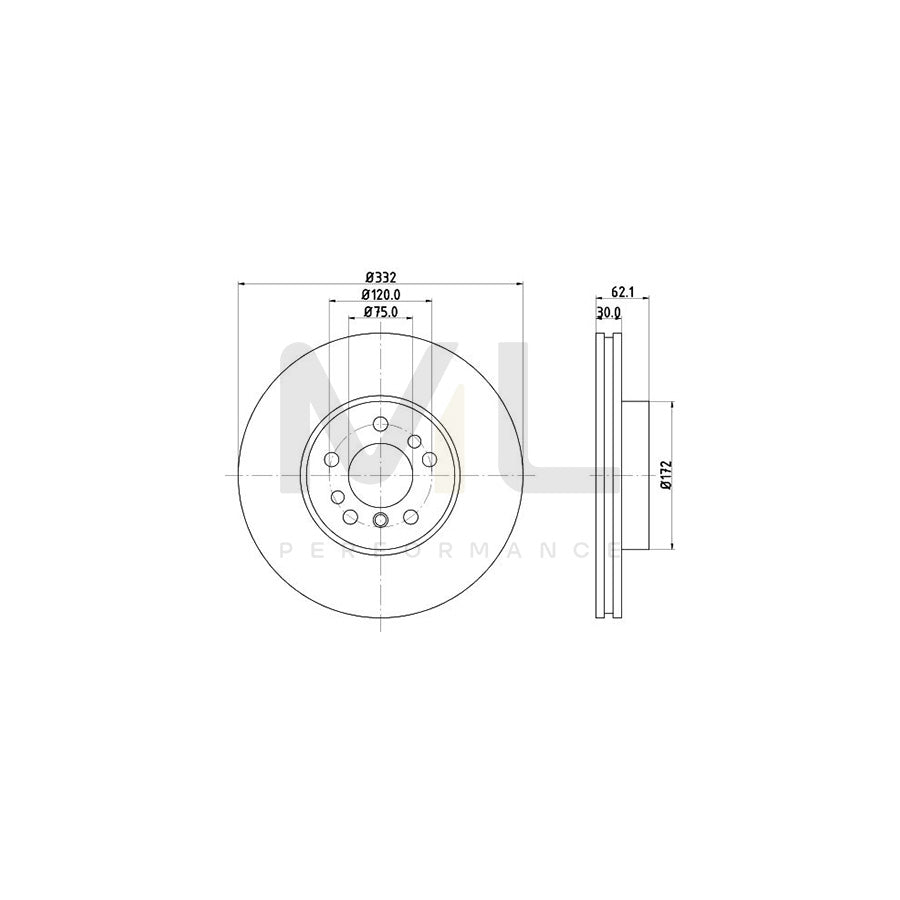 HELLA PRO High Carbon 8DD 355 127-631 Brake Disc Internally Vented, Coated, High-carbon, without wheel hub, without wheel studs | ML Performance Car Parts