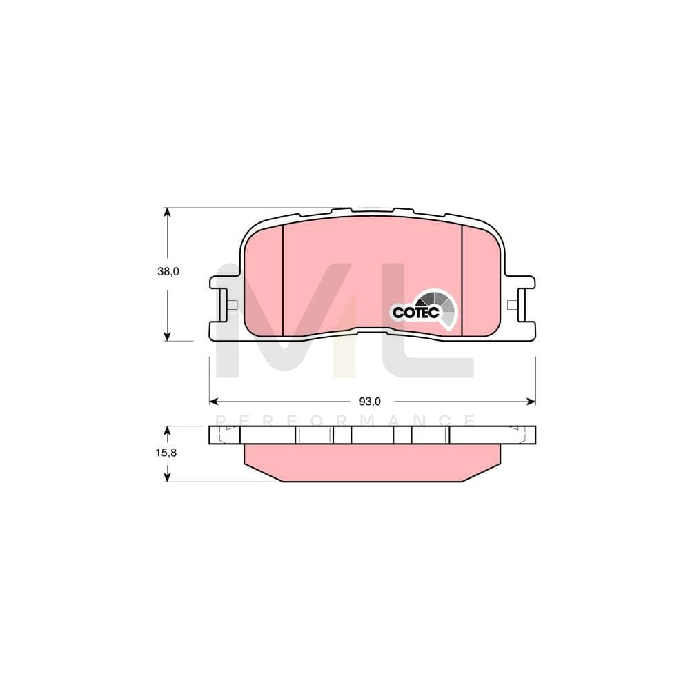 TRW Cotec Gdb3374 Brake Pad Set Not Prepared For Wear Indicator