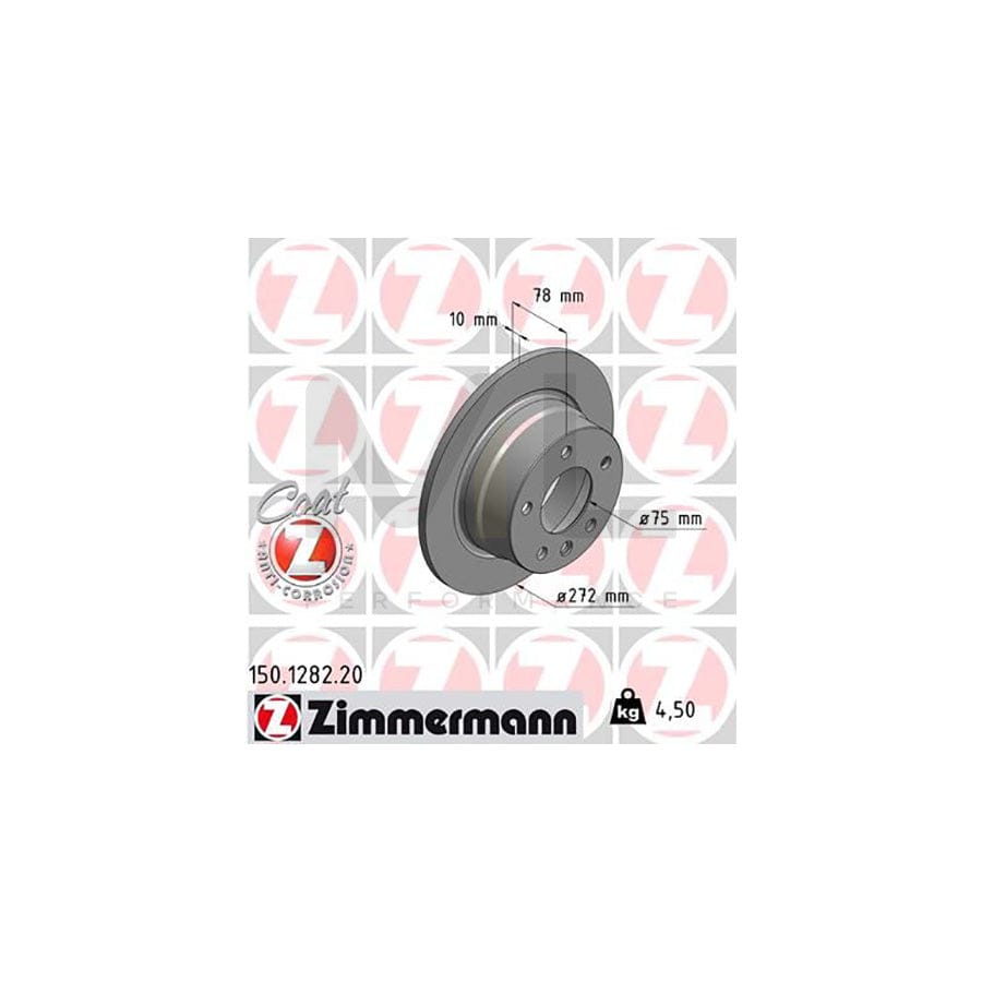 ZIMMERMANN COAT Z 150.1282.20 Brake Disc for BMW 3 Compact (E36) Solid, Coated, High-carbon  - 1 piece