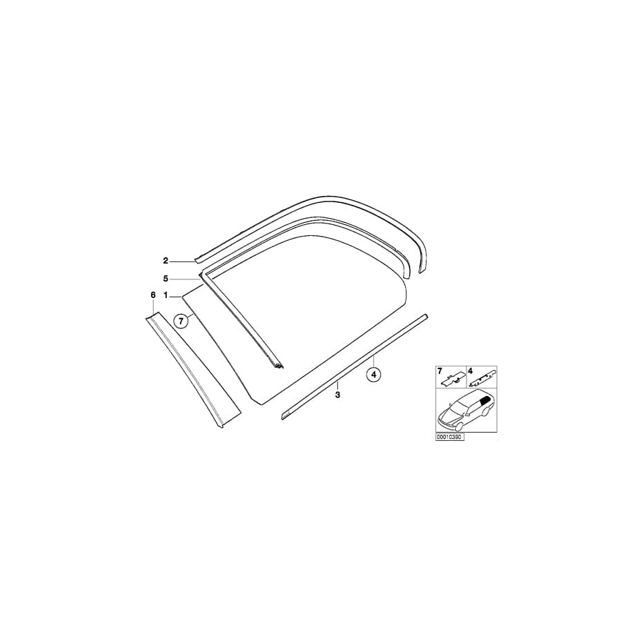 Genuine BMW 51368189295 E39 Left Rear Moulding SCHWARZ (Inc. 525i, 525tds & 520d)