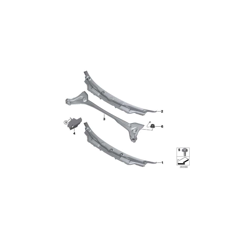 Genuine BMW 51717305485 F45 Cowl Panel Cover, Part 1 LHD (Inc. 214d, 220i & 225iX)