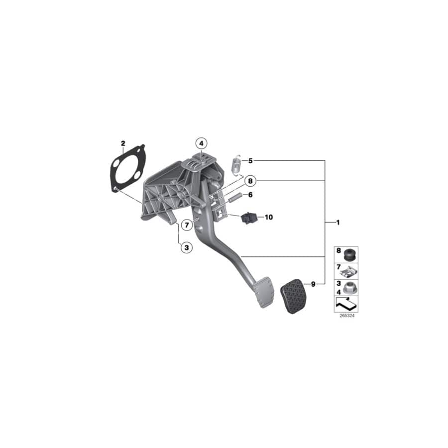 Genuine BMW 35002284308 F13 F06 Pedal Assembly With Brake Pedal (Inc. M5 & M6)