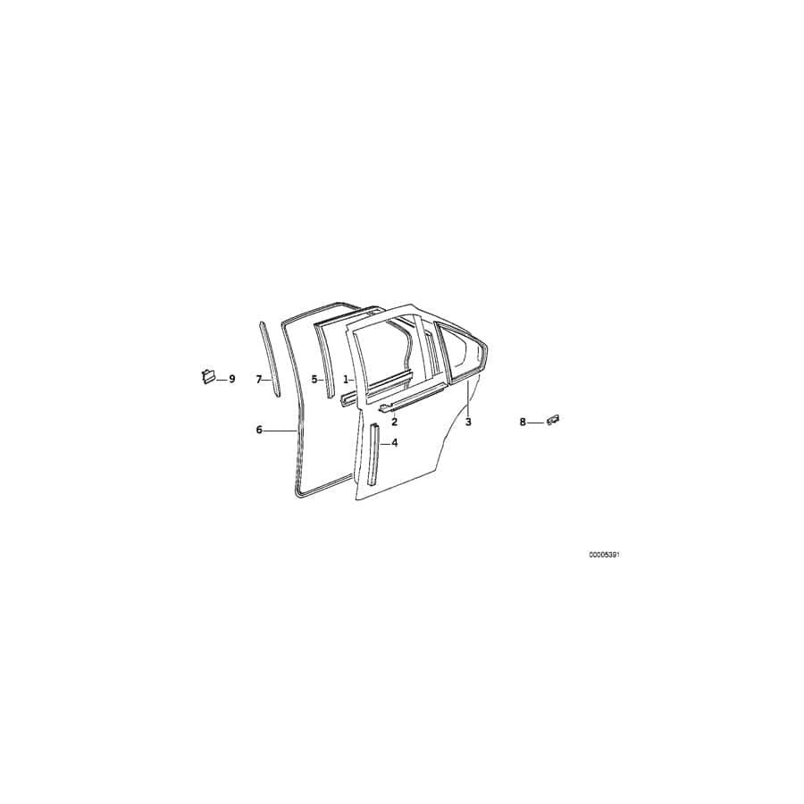 Genuine BMW 51348213983 E36 Left Rear Window Guide (Inc. 325tds, 318is & 318tds)