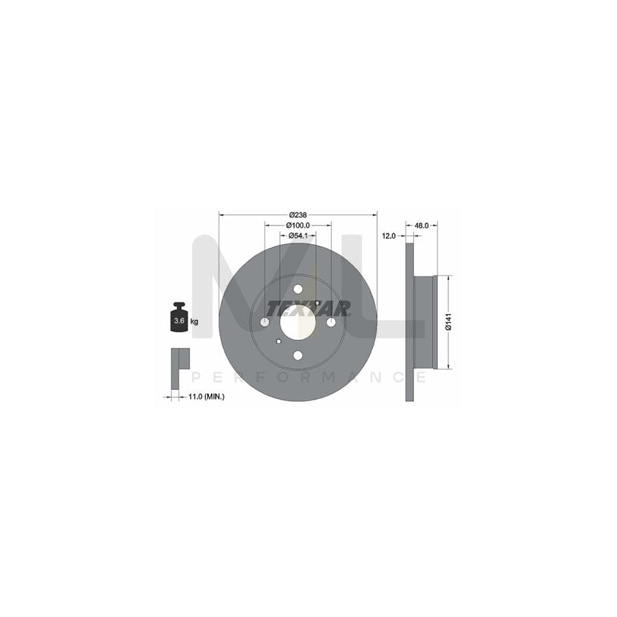 TEXTAR 92065500 Brake Disc for TOYOTA COROLLA Solid, without wheel hub, without wheel studs  - 1 piece
