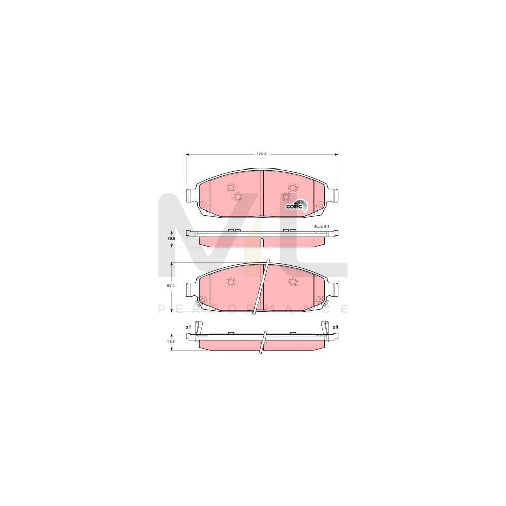 TRW Cotec Gdb4136 Brake Pad Set With Acoustic Wear Warning