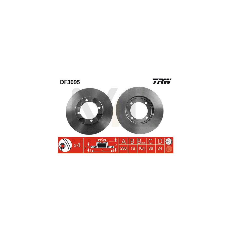 TRW DF3095 Brake Disc Vented  - 1 piece