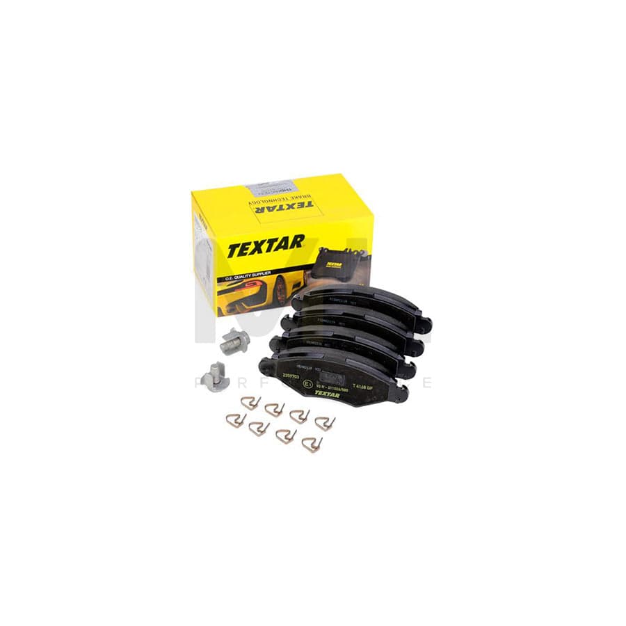 TEXTAR 2359703 Brake pad set not prepared for wear indicator, with brake caliper screws, with accessories