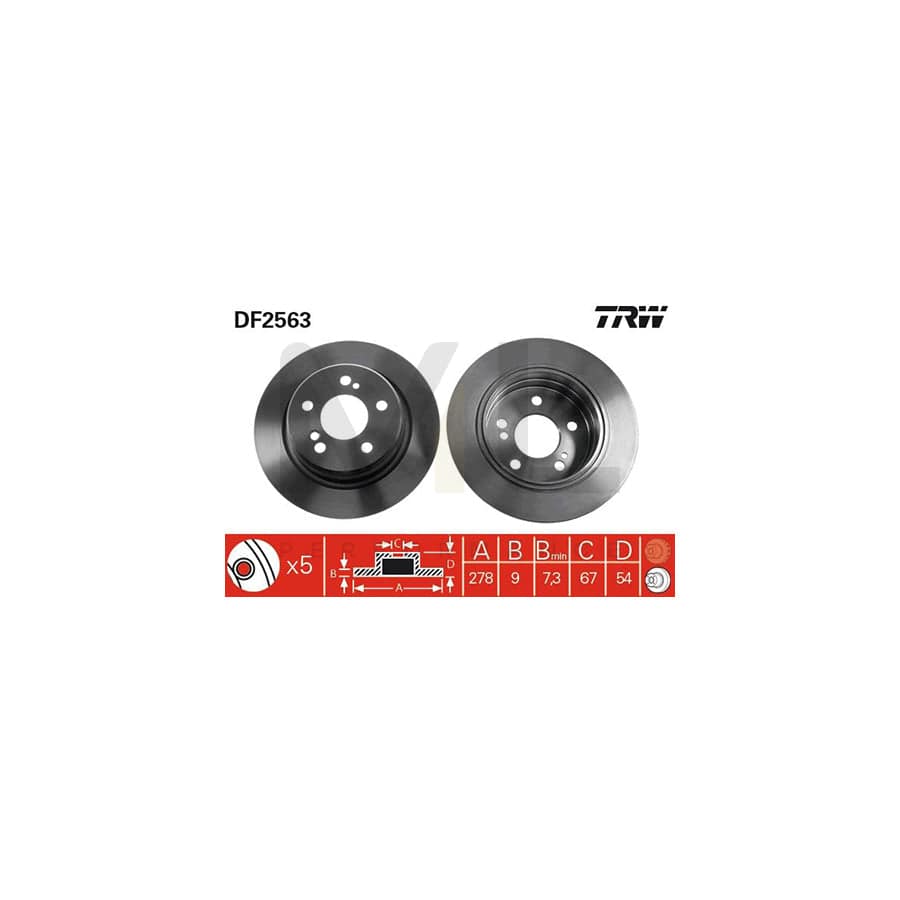 TRW DF2563 Brake Disc Solid, Painted  - 1 piece