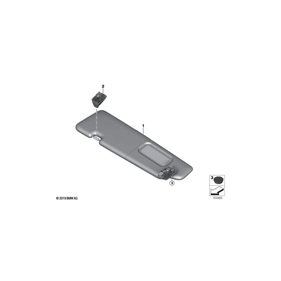 Genuine BMW 51167996684 F91 G14 Sun Visor, Leather, With Label, Right TARTUFO (Inc. 840i, M850iX & 840iX)