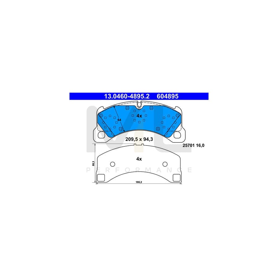 ATE 13.0460-4895.2 Brake pad set excl. wear warning contact, prepared for wear indicator, with accessories