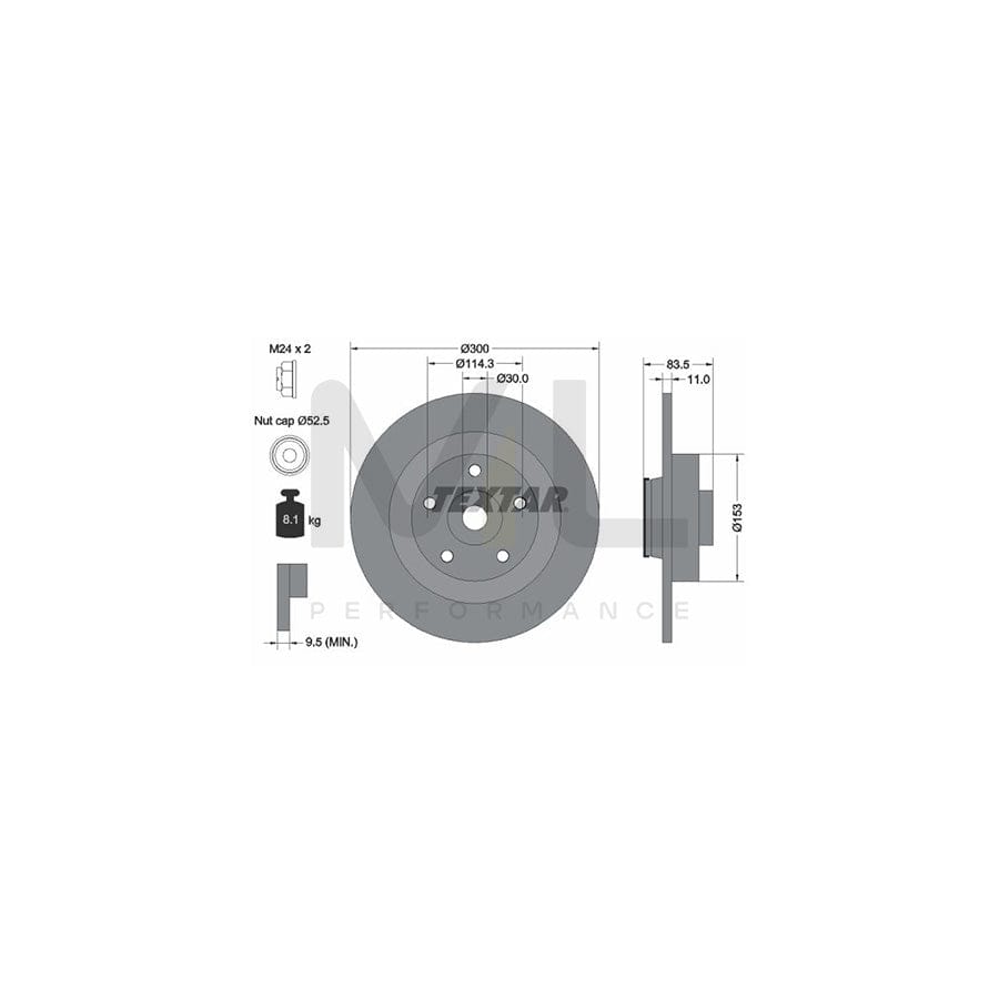 TEXTAR PRO 92233103 Brake Disc Solid, Coated, with integrated magnetic sensor ring, with wheel bearing  - 1 piece