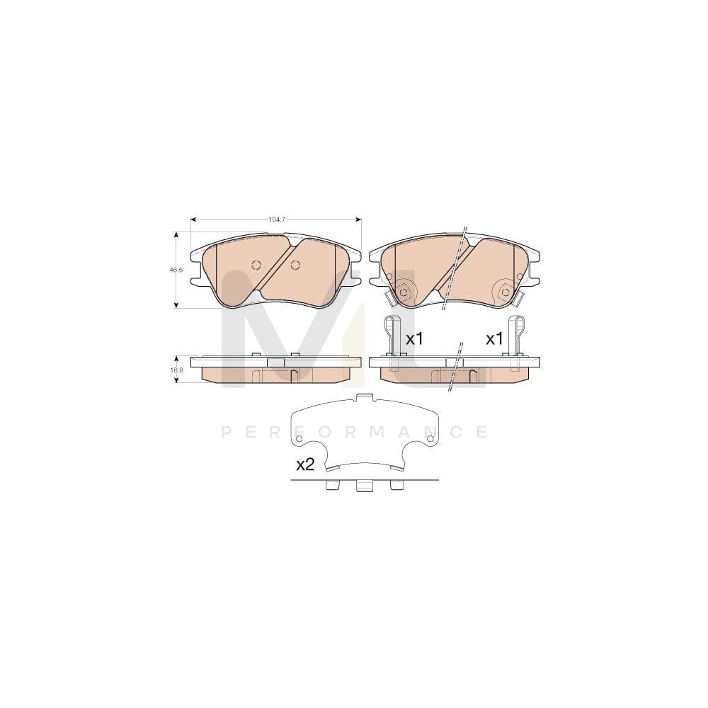 TRW Cotec Gdb3377 Brake Pad Set For Hyundai Amica / Atoz (Mx) With Acoustic Wear Warning, With Accessories