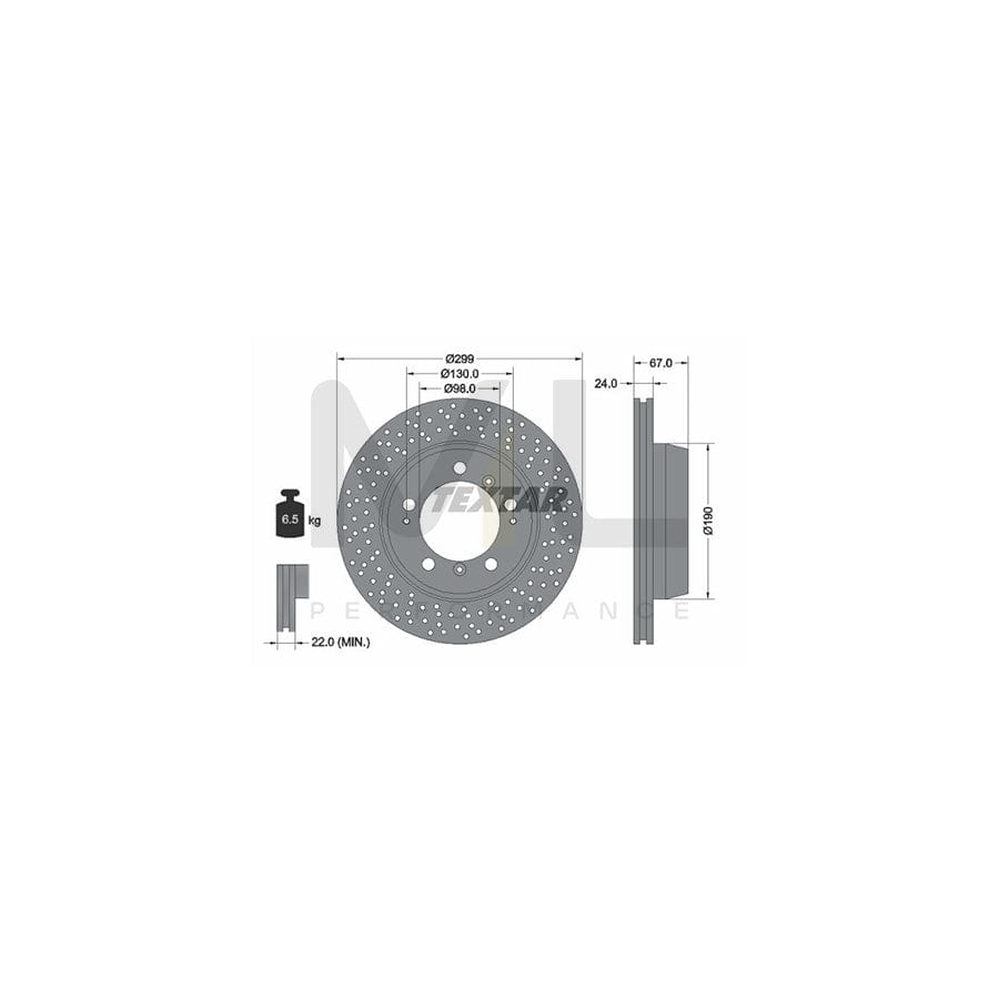 TEXTAR PRO+ 92176705 Brake Disc Internally Vented, Perforated, Coated, High-carbon, without wheel hub, without wheel studs  - 1 piece