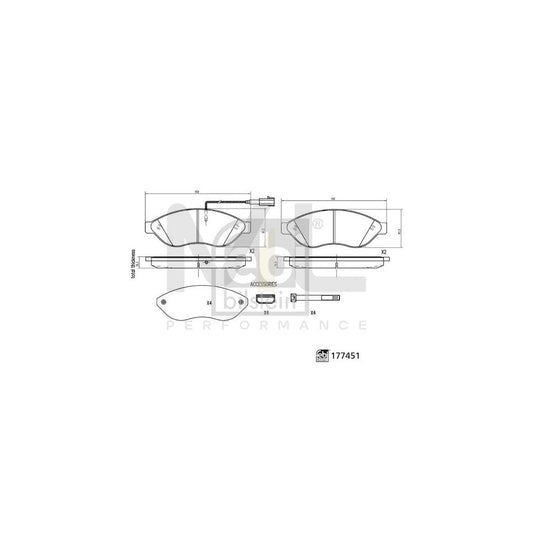 Febi Bilstein 177451 Brake Pad Set Front Axle, Incl. Wear Warning Contact, With Attachment Material | ML Performance Car Parts