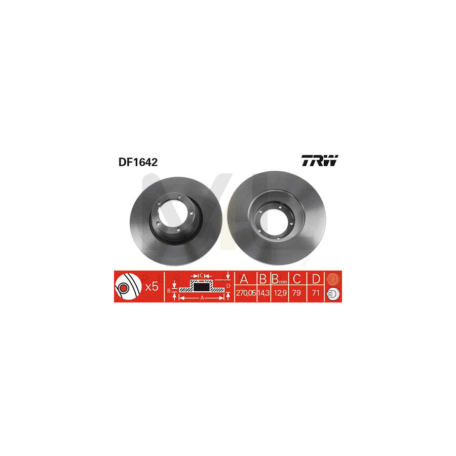 TRW DF1642 Brake Disc for FORD TRANSIT Solid  - 1 piece