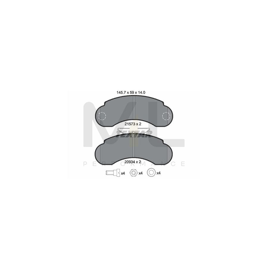 TEXTAR 2157302 Brake pad set not prepared for wear indicator, with brake caliper screws, with accessories