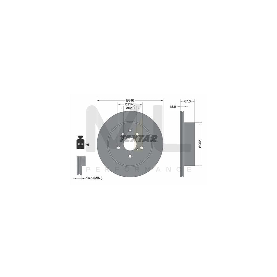 TEXTAR PRO 92148003 Brake Disc Internally Vented, Coated, without wheel hub, without wheel studs  - 1 piece