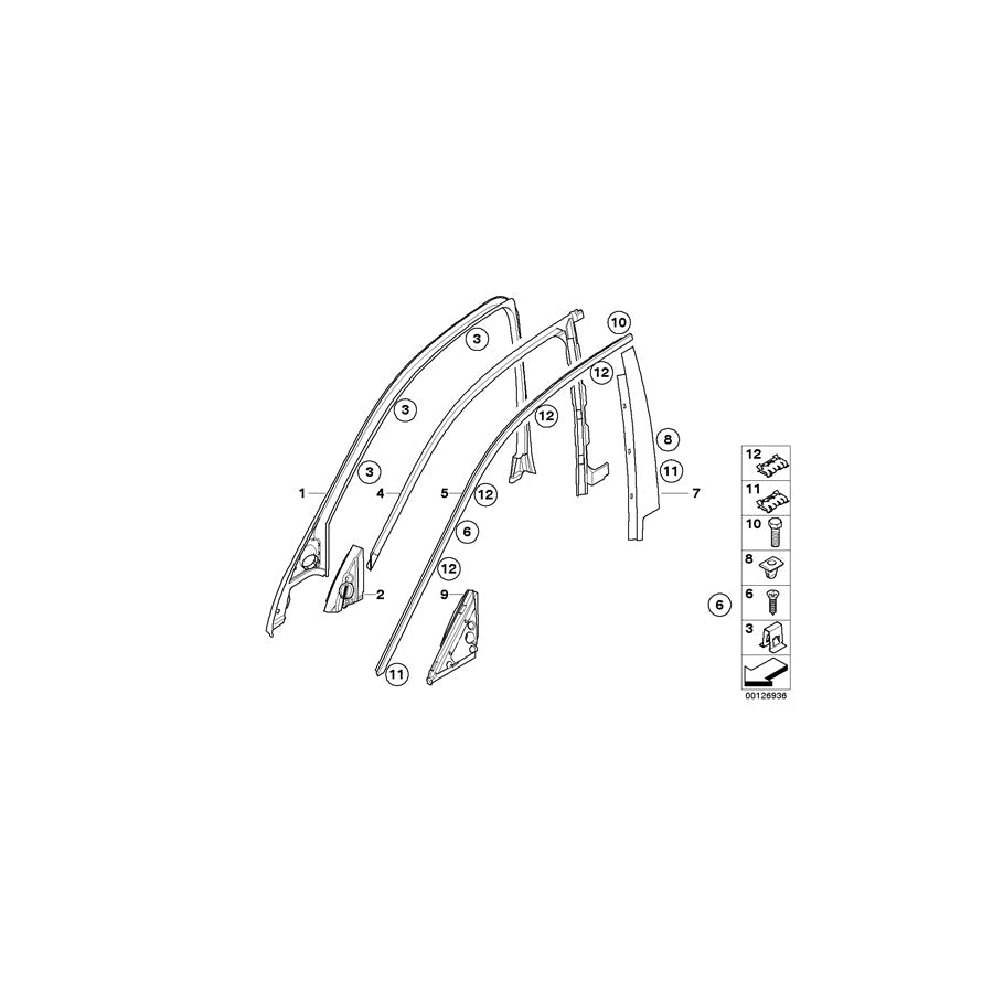 Genuine BMW 51337033628 E61 E60 Cover, Window Frame, Door Front Right (Inc. 530xd, 525d & 545i)