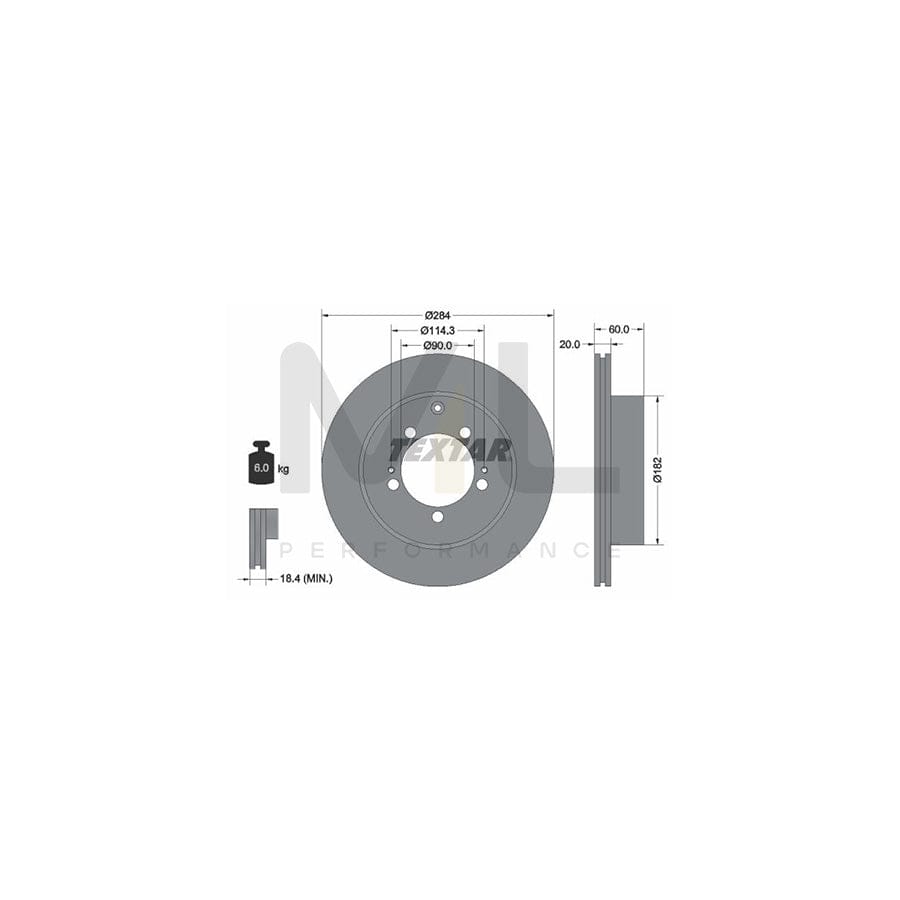 TEXTAR 92134700 Brake Disc Internally Vented, without wheel hub, without wheel studs  - 1 piece