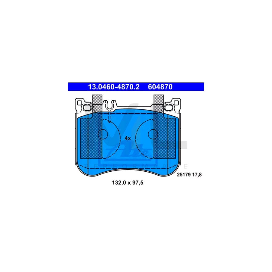 ATE 13.0460-4870.2 Brake pad set excl. wear warning contact, prepared for wear indicator