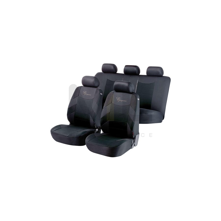WALSER The Elegance 11776 Car seat cover Black, Patterned, Polyester, Front and Rear