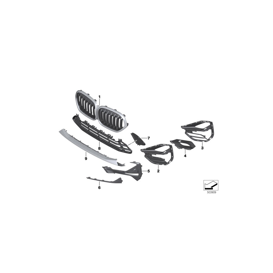 Genuine BMW 51117954247 F48 Mount, Grill / Trim Cover, Left SPORTLINE (Inc. X1 16d, X1 18dX & X1 20dX)