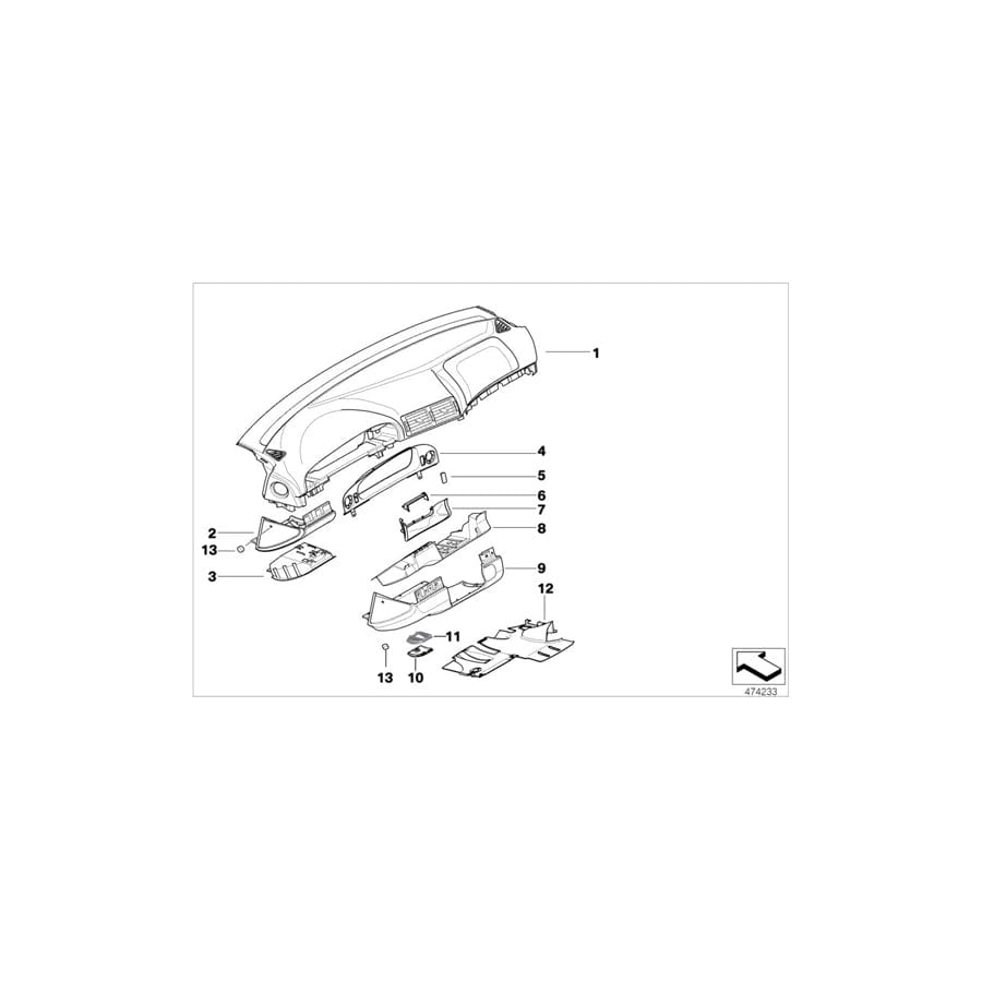 Genuine BMW 51458168069 R53 R50 Cover, Switch Cutout SCHWARZ (Inc. M5, 525td & 535i)