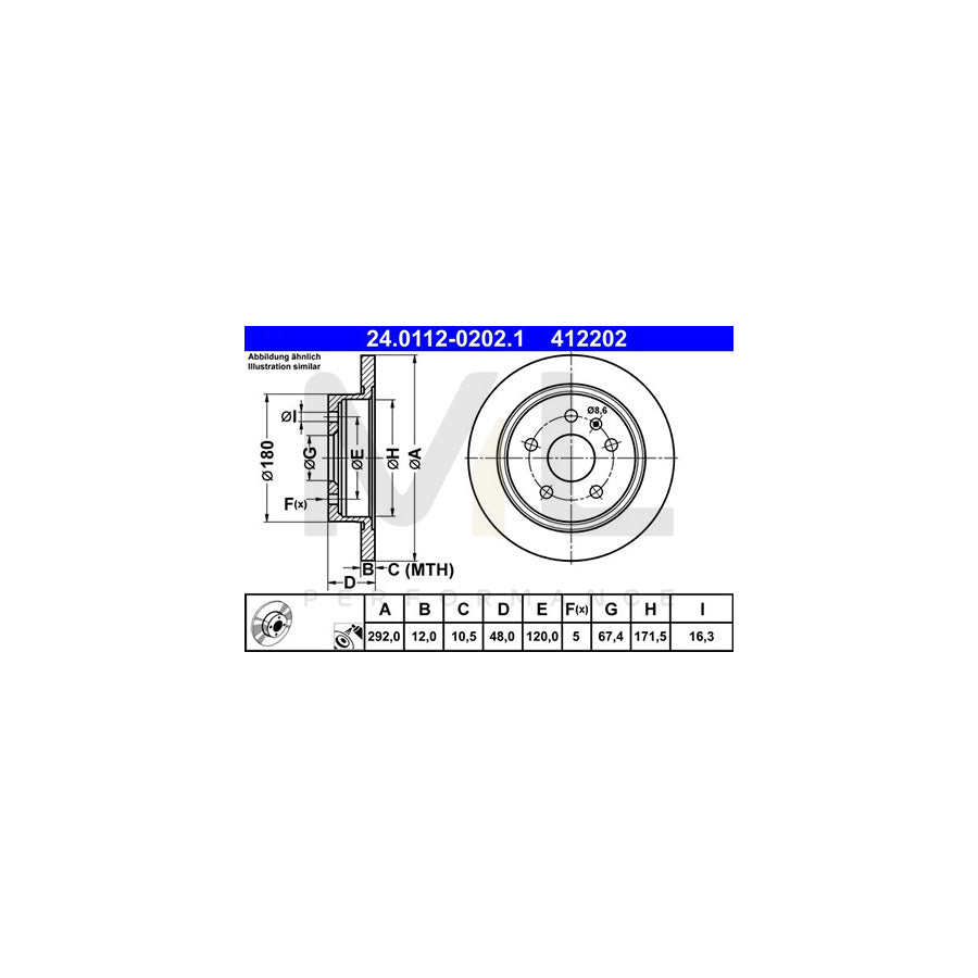 ATE 24.0112-0202.1 Brake Disc for CHEVROLET Malibu VIII (V300) Solid, Coated  - 1 piece