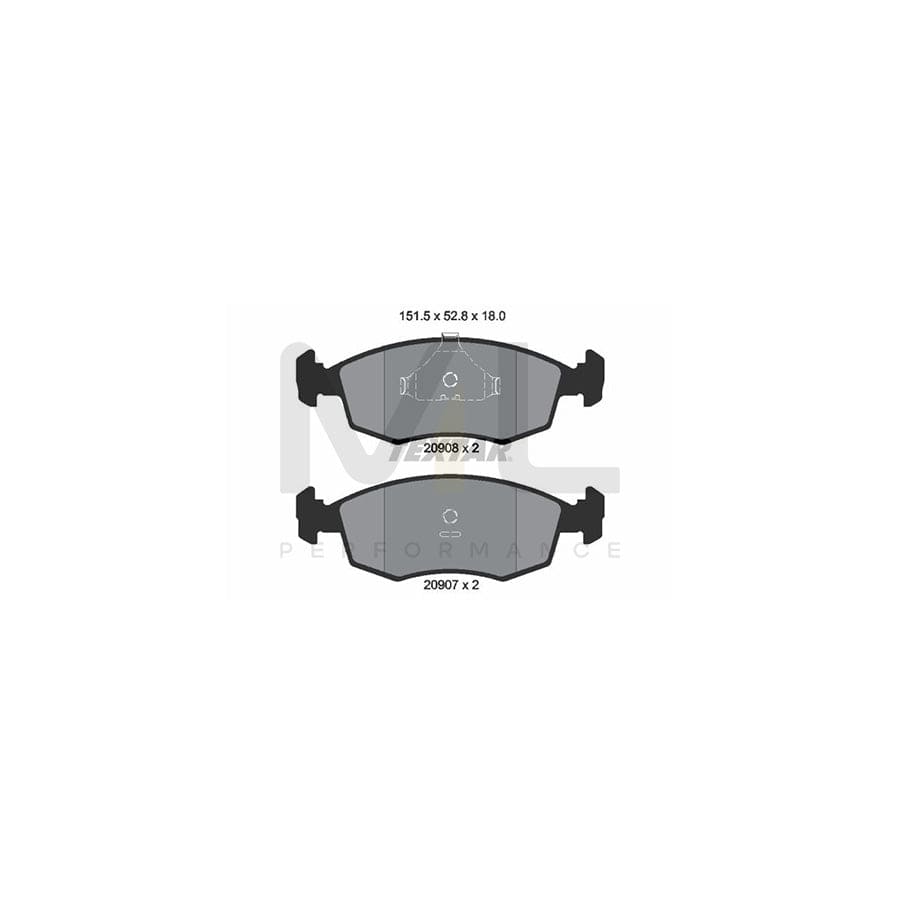 TEXTAR 2090802 Brake pad set not prepared for wear indicator