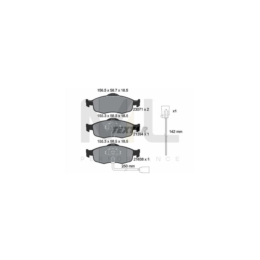 TEXTAR 2307104 Brake pad set with integrated wear warning contact, with accessories