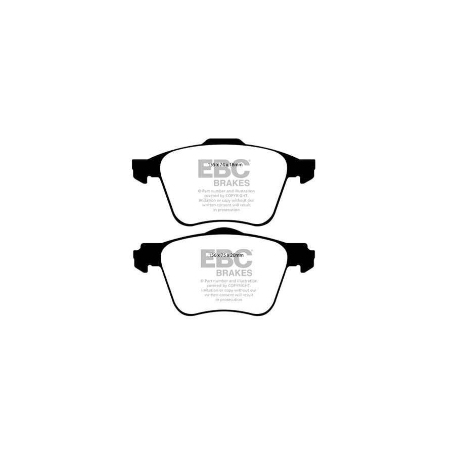 EBC PD01KF1599 Volvo Greenstuff Front Brake Pad & Plain Disc Kit  - TRW Caliper (Inc. S80, V60, V70, XC70) 2 | ML Performance UK Car Parts