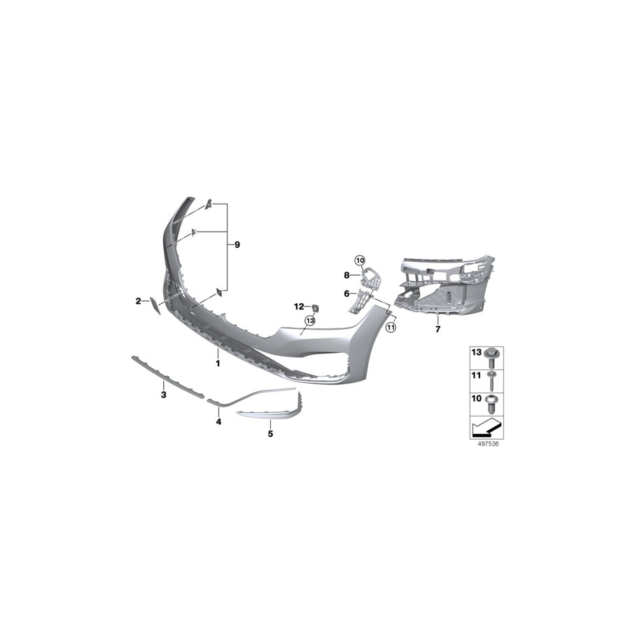 Genuine BMW 51117475198 G11 G12 Protective Rubber Strip,Rght Frnt Bumper PURE EXCELLENCE (Inc. 740i, 730i & 730Ld)